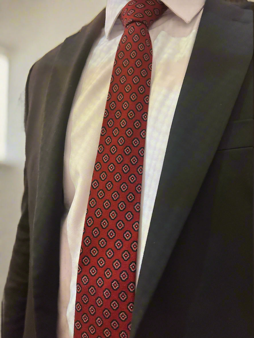 Burgundy Printed Wool Tie