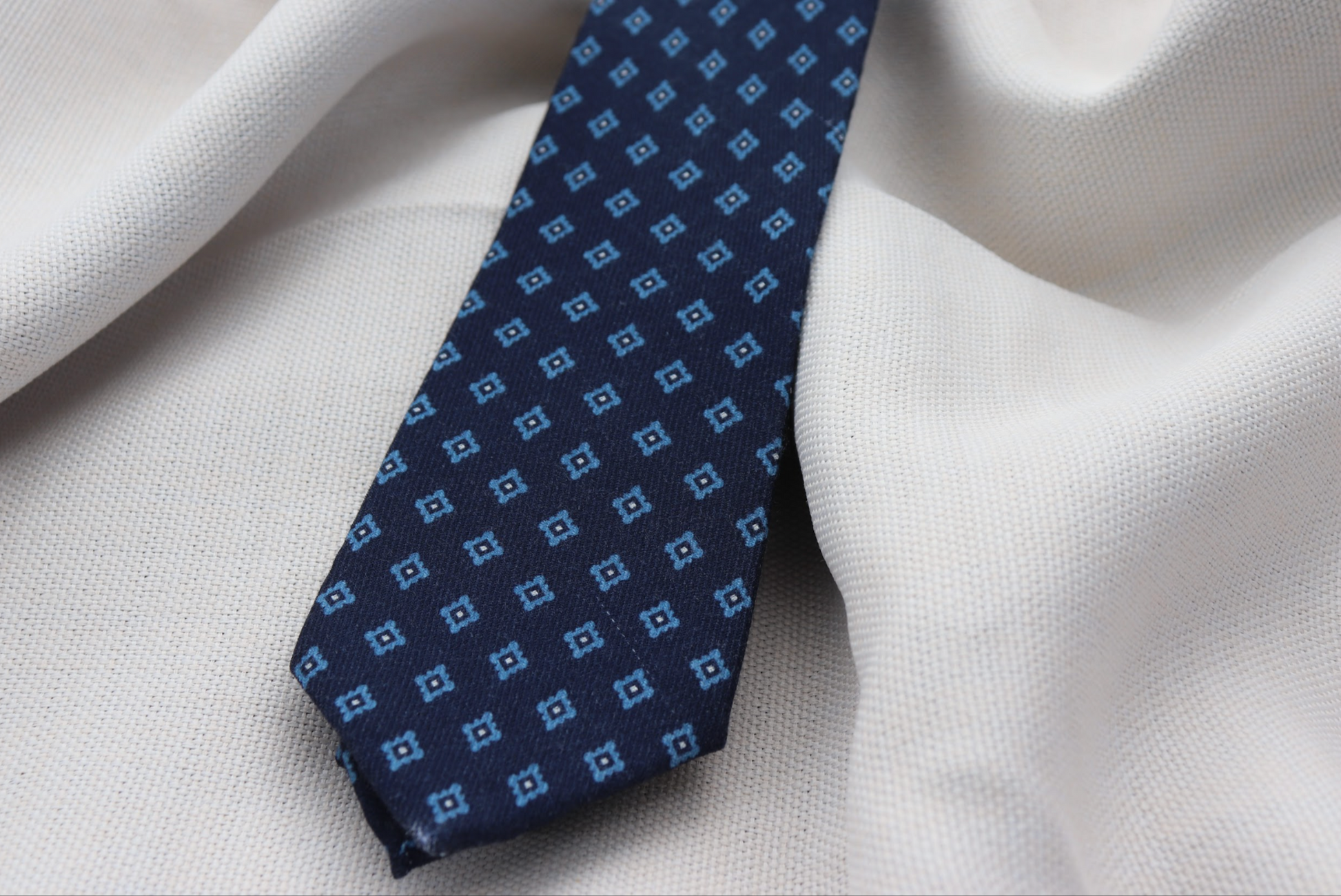 Blue Printed Wool Tie