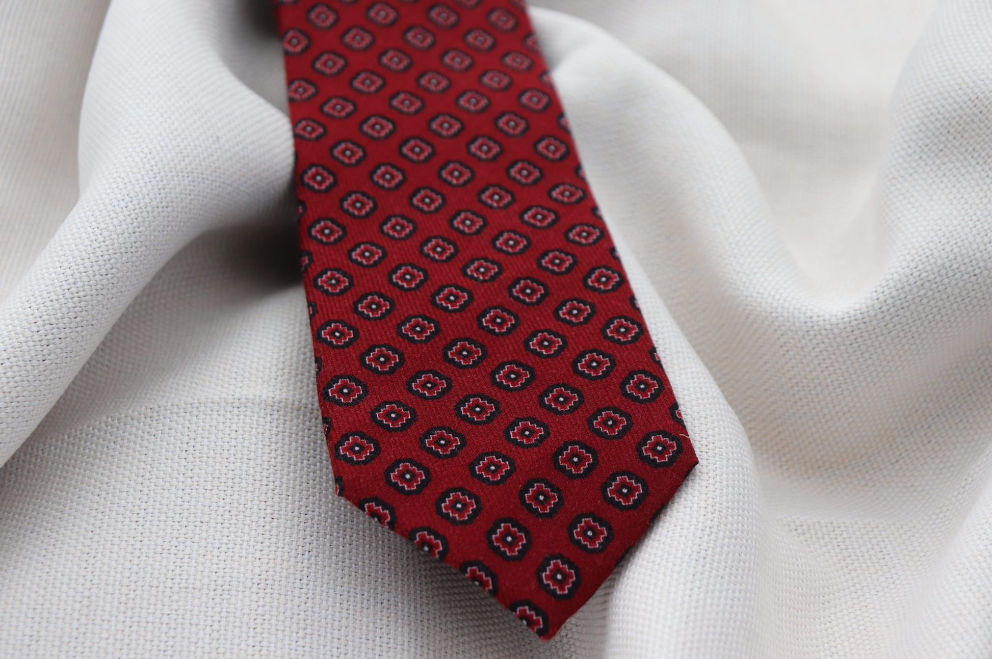 Burgundy Printed Wool Tie
